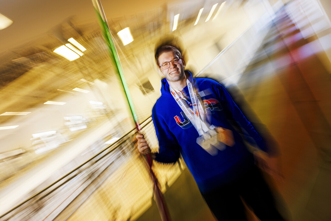 Ben Brandt, a graduate student in accounting from Glen Ellyn, Illinois, won three medals in the 2023 World Abilitysport Games in Thailand.  He won silver in javelin and the 200M and a bronze in shotput.
