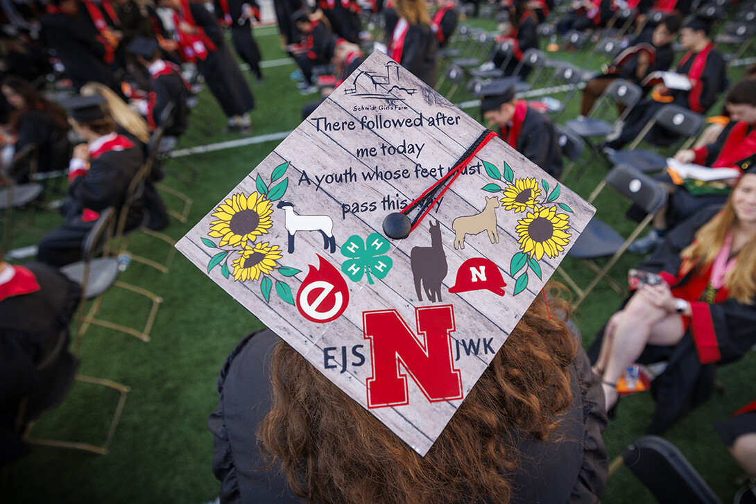 Emma Schmidt paid tribute to her 4-H memories on her mortar board during spring 2024 commencement.