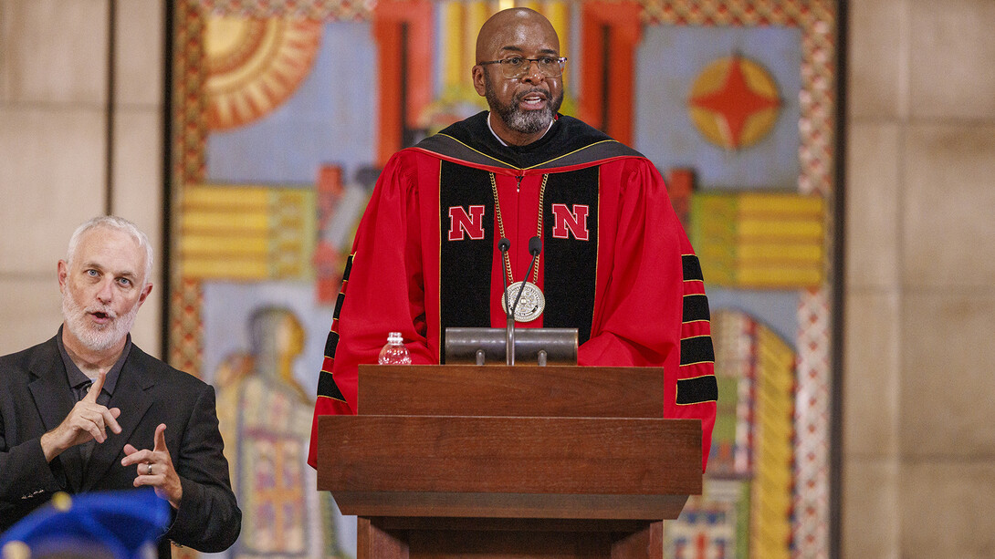 Chancellor Rodney D. Bennett delivers remarks during the Sept. 5 investiture.