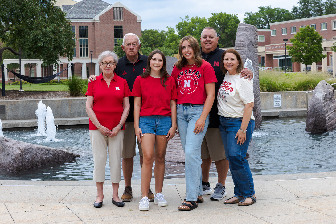 The Haring family is photographed by Broyhill Fountain.