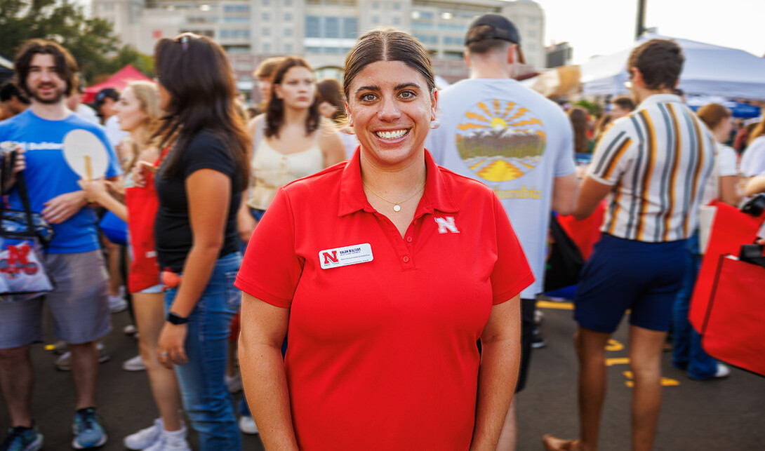 Kalan Walters stands in the crowd during the Chancellor's BBQ.