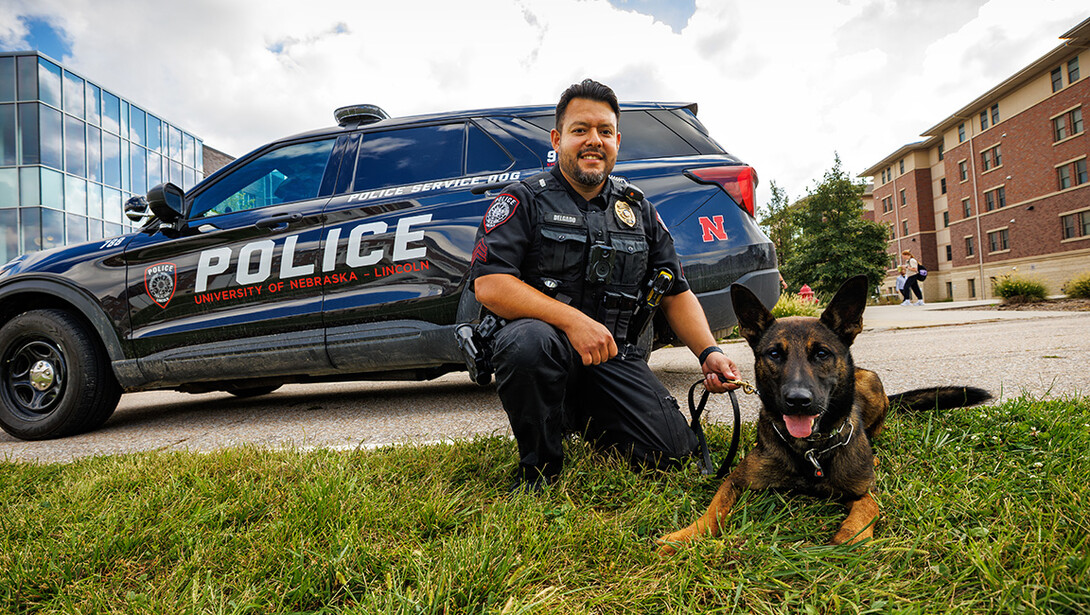 Sgt. Anderson Delgado is the handler for Dodger, a 23-month-old Malinois mix.