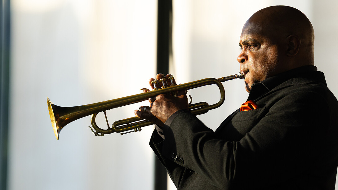 Grammy-winning trumpeter Terell Stafford performs during the opening Jazz in June concert June 2. The performance kicked off the 35th Jazz in June series, Nebraska’s longest-running free concert series, produced by the University of Nebraska–Lincoln with support from the Lied Center for Performing Arts. 
