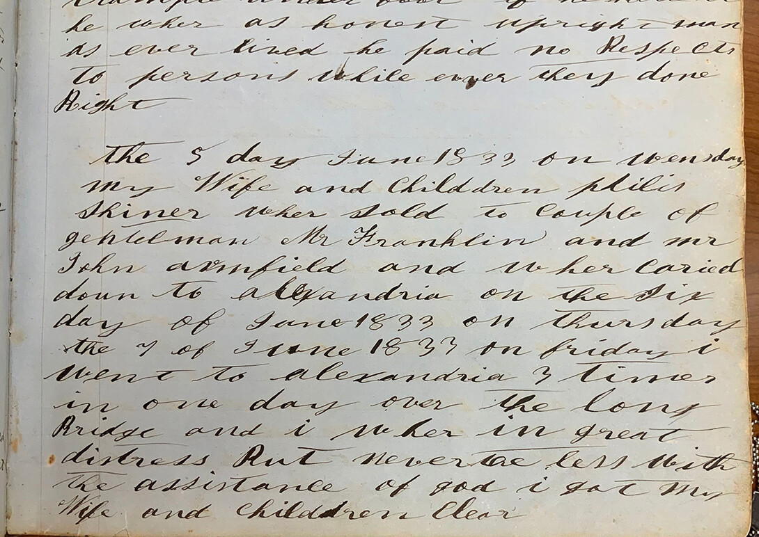 A page from Michael Shiner's diary is dated 15th June 1833.