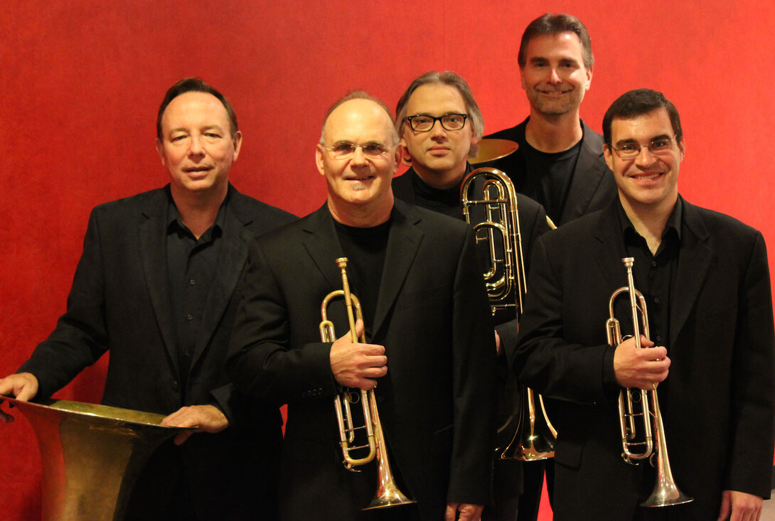 Members of the University of Nebraska Brass Quintet are (from left) Craig Fuller, K. Craig Bircher, Scott Anderson, Alan Mattingly and Scott Quackenbush.