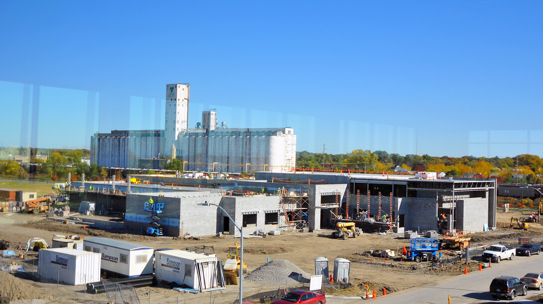 Construction continues on Nebraska Innovation Campus' Greenhouse Innovation Center. The structure is scheduled to open in the spring.