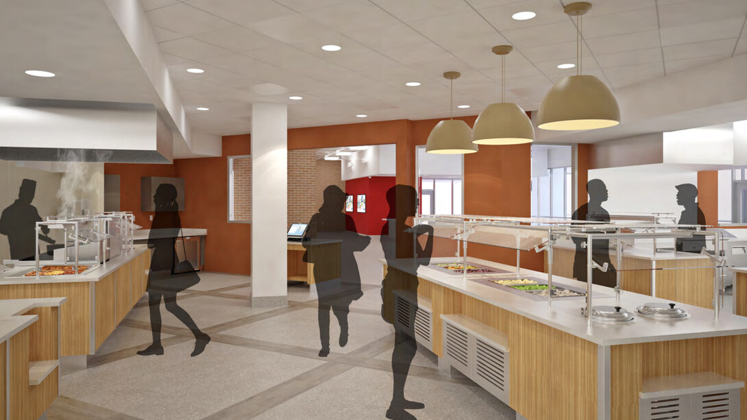Concept drawing of the renovated dining center in the Nebraska East Union.
