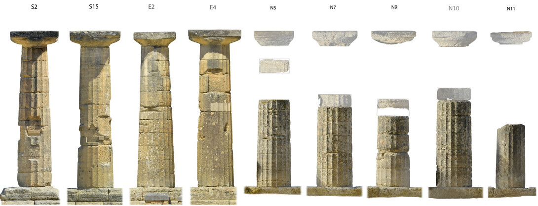 Images of columns at the Temple of Hera.