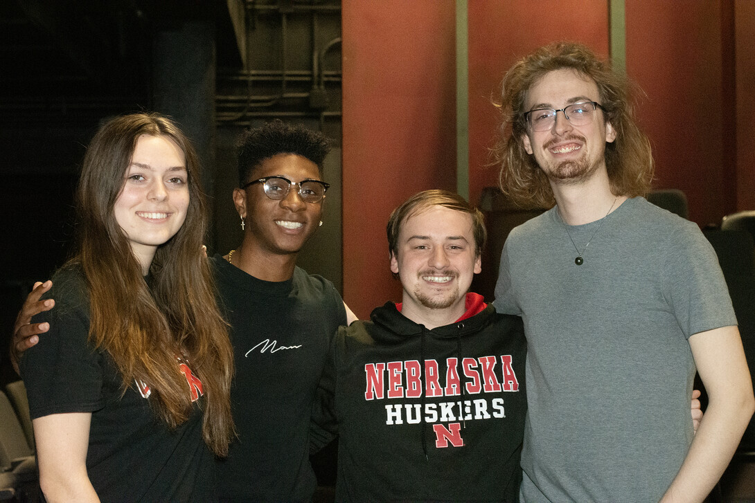 “The Flick” cast includes (left to right) Sofia Drelicharz, Mekhi Mitchell, Jackson Wells and Luke Stursma. Photo by Brian Garbrecht. 