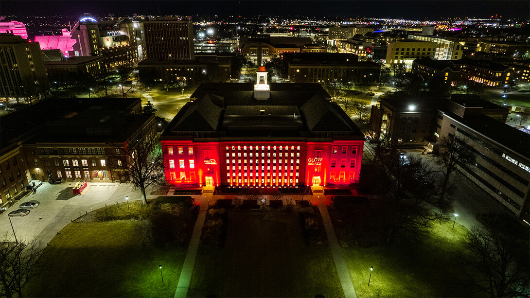 Love Library at night