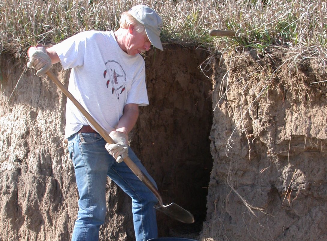 Archeologist Steven Holen at work at a dig site 