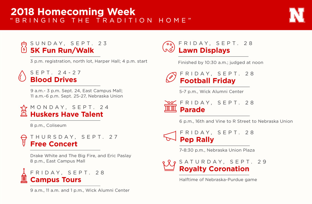 Homecoming schedule 2018