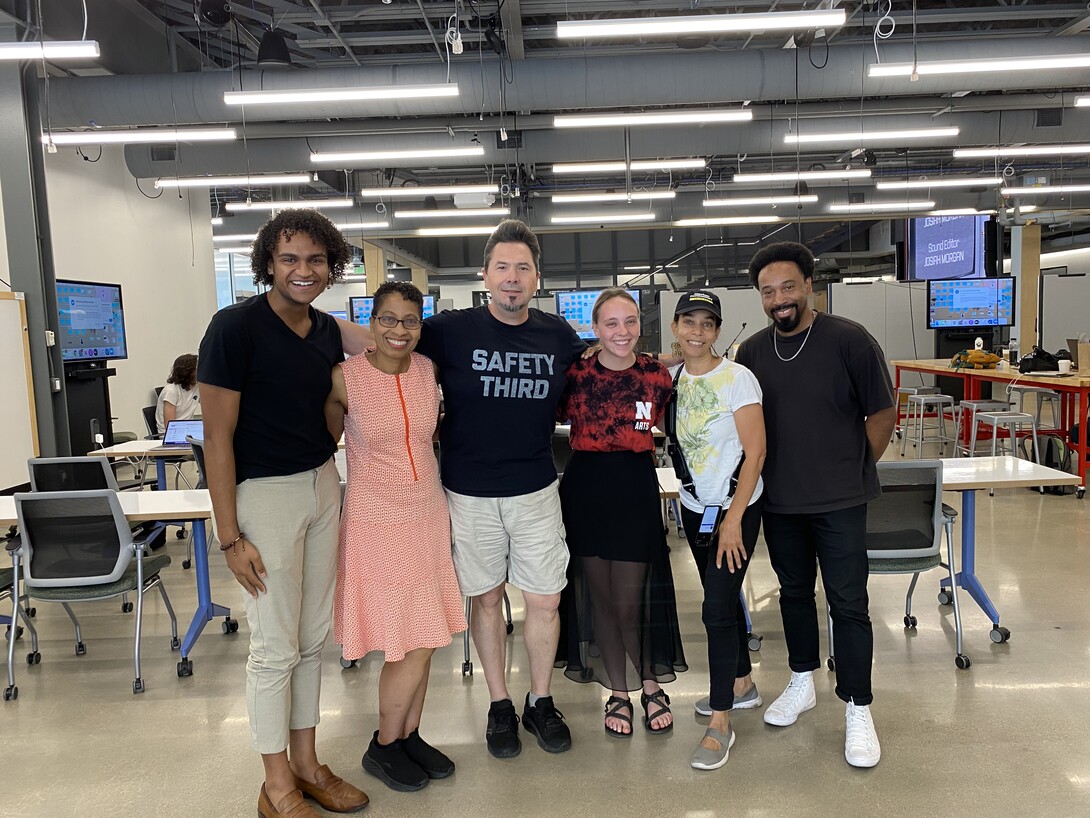 Left to Right:  Ebben Blake, Rae Phillips, Dan Novy, Kayla LaPoure, Andrea Walls and Johannes Barfield at the Carson Center. Phillips, Walls and Barfield were the inaugural recipients of the Black Public Media Residencies.