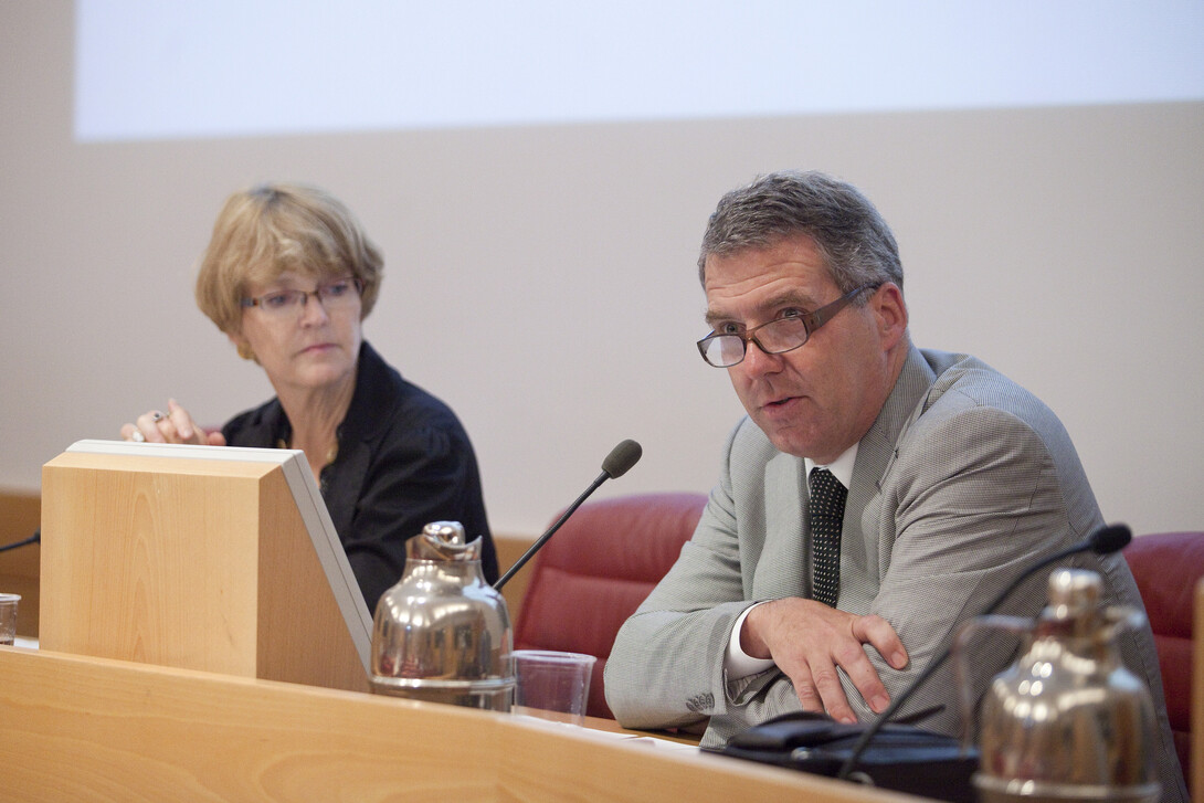 NU President James B. Milliken (right) has been named chancellor of City University of New York.