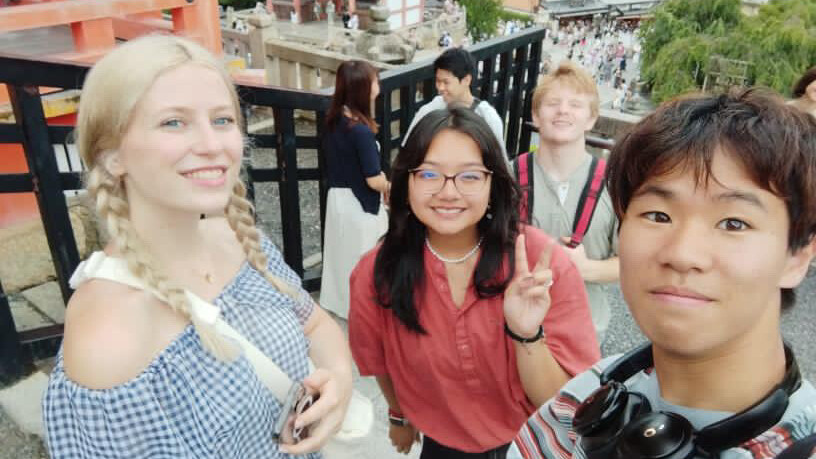 Madeline Splichal (left) met students from Canada, Philippines and Japan during her six weeks in Japan. She has continued to maintain those connections in the months since the summer 2024 program.