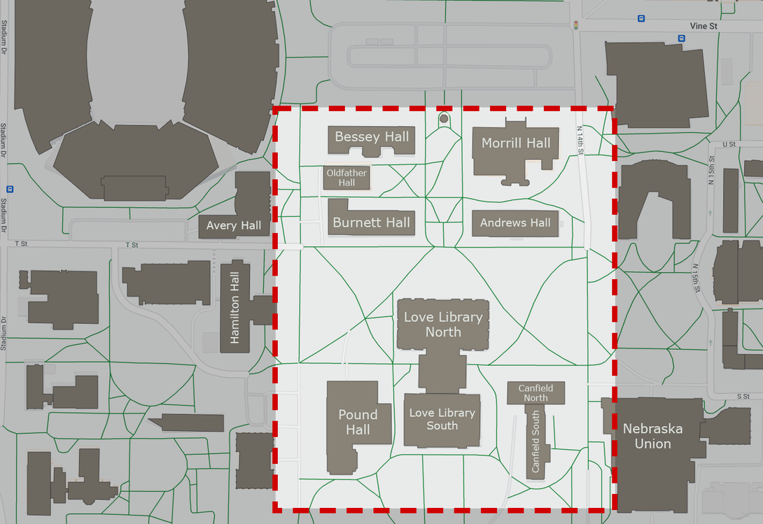 Map demarcating the construction zone