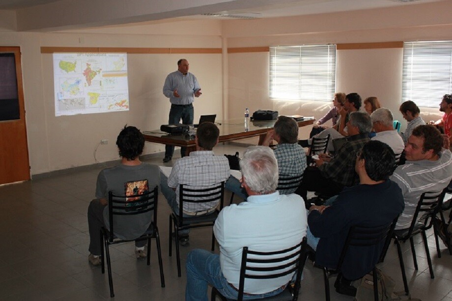 Mark Svoboda teaching a group in rural Argentina how to develop a drought early warning system. (Courtesy photo)