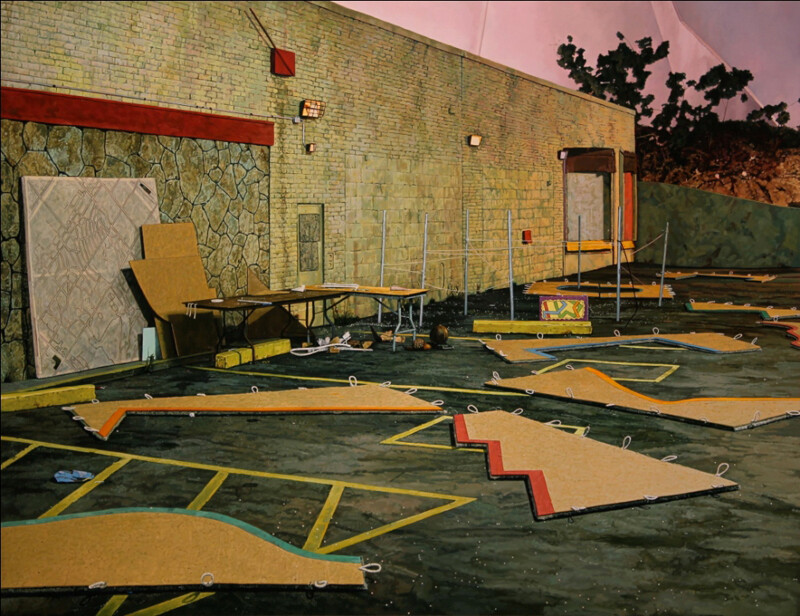Neil Griess, "Placemats (Charrette), 2011," 25 x 32.5 inches, oil on panel.