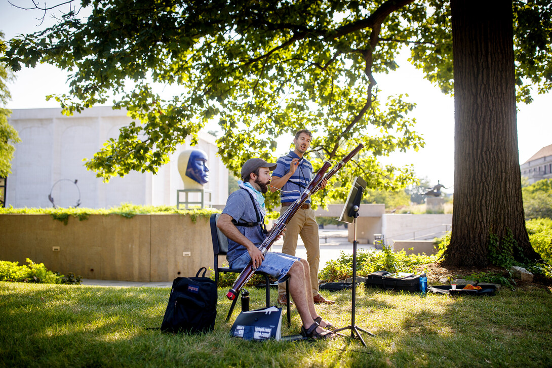 Tom Stark, graduate student from Red Wing, Minnesota, plays the bassoon under the instruction of Nathan Koch, assistant professor of bassoon and music theory.