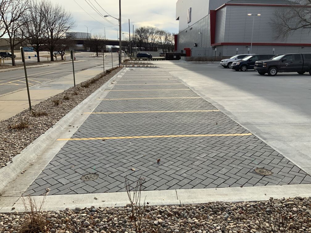 Permeable Pavers at the Devaney Center nearing completion. 