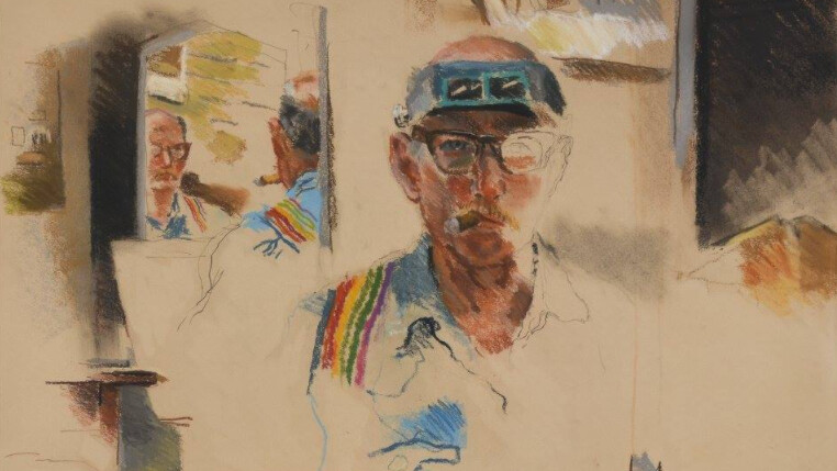 "Triple Self Portrait," a pastel drawing by David Routon.