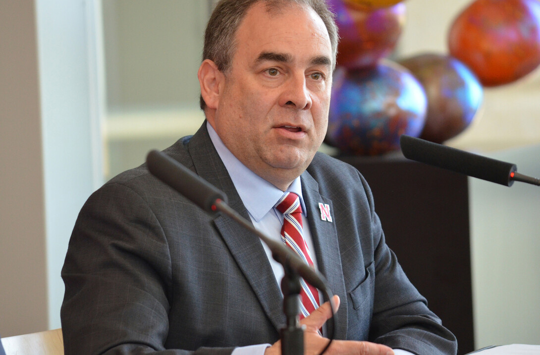 Mario Scalora, director of the Nebraska Public Policy Center and professor of psychology, talks during the June 6 announcement that funding for the National Strategic Research Institute has been renewed.