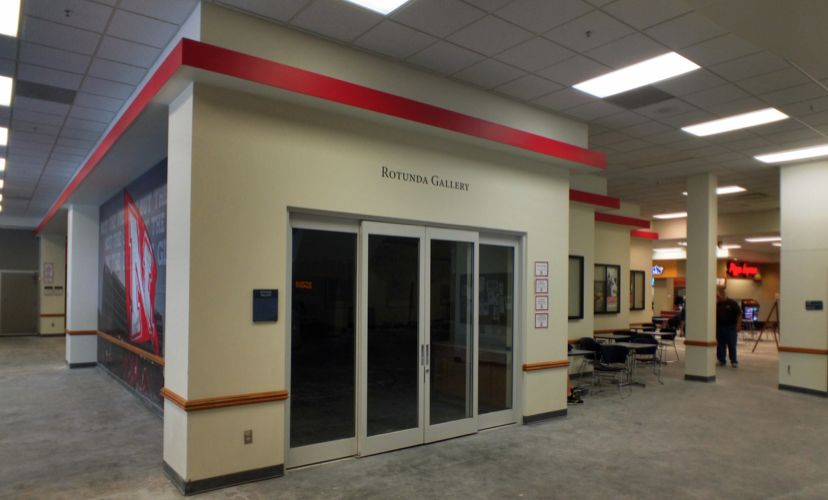 The Nebraska Union's Rotunda Gallery is being renovated to become a new Union Bank and Trust branch location. Gallery space is being created in Love Library to replace the loss of the Nebraska Union gallery.