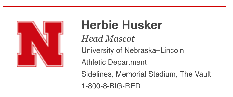 Nebraska-branded email signature