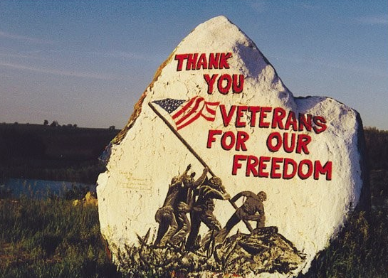 Iowa's Freedom Rock shown in its 1999 design.