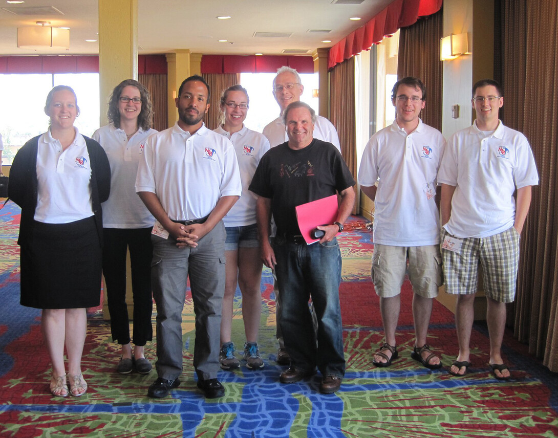 Participants in the National Intercollegiate Band include (from left) Laura Pawlowski, Elektra Wrenholt, Raul Barcenes, Renee Pflughaupt, Adam Gorb, Craig Kirchhoff, Austin Marks and Heath White.