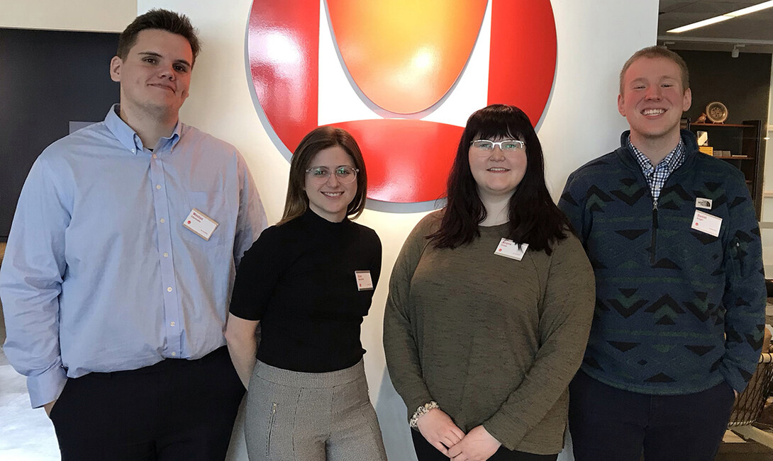 The student team that won the Big Ten Academic Alliance Student Design Challenge is (from left) Weston Ellerbrake, Eliza Woodside, Ariana Osten and Daniel Kruger.