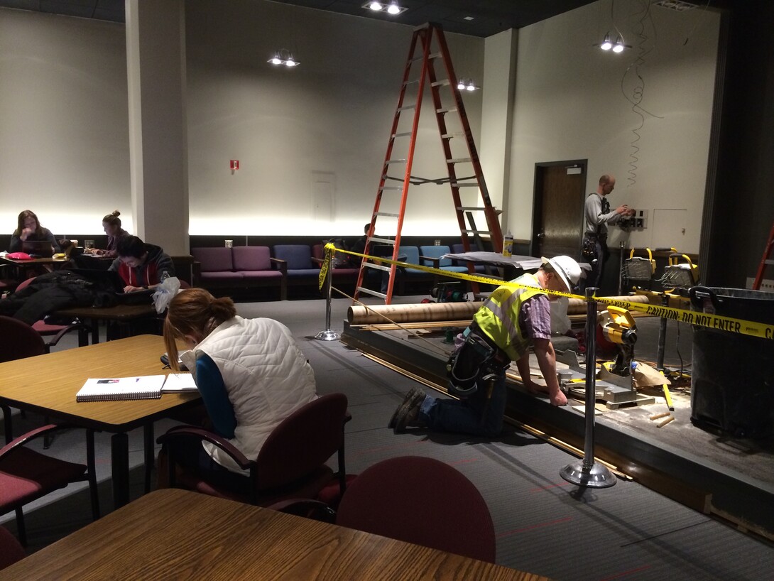 While construction continues on a stage area, The Crib study space in the Nebraska Union opened on Feb. 10.