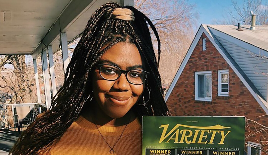Jennifer Yuma holds a copy of Variety, the iconic entertainment industry magazine she is interning for this summer.