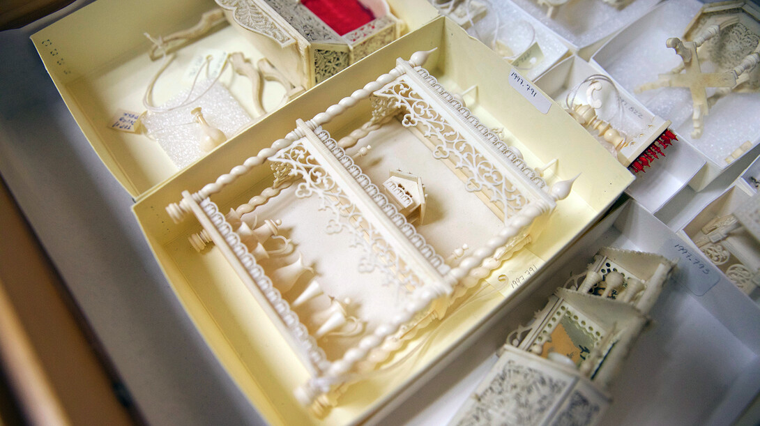 A miniature ivory shelf from UNL's Kruger collection.