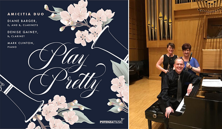 Left: The Amicitia Duo released their first CD, "Play Pretty." Right: Clockwise from upper left: Denise Gainey, Diane Barger and Mark Clinton.