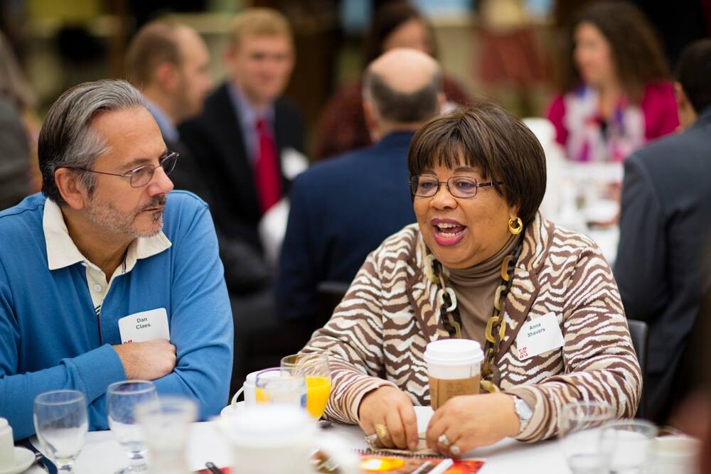 Dan Claes, professor of physics and astronomy, and Anna Shavers, professor of law.