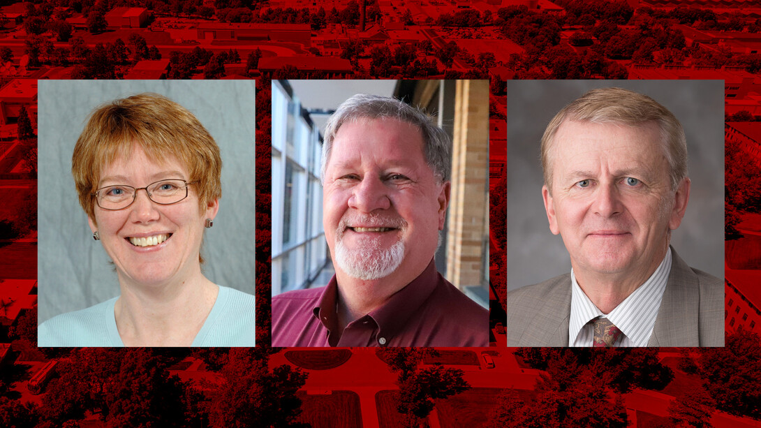 The Department of Agronomy and Horticulture will hold a faculty retirement reception in honor of Professors Rhae Drijber (from left), Daren Redfearn and Jerry Volesky May 8.