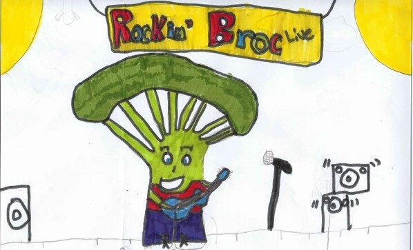 A broccoli poster created by a kindergartner.
