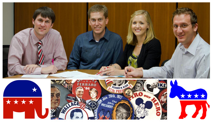 The University of Nebraska Campaign Ads Project team (from left) includes Jessy Ohl, Damien Pfister, Dana Griffin and Marty Nader.