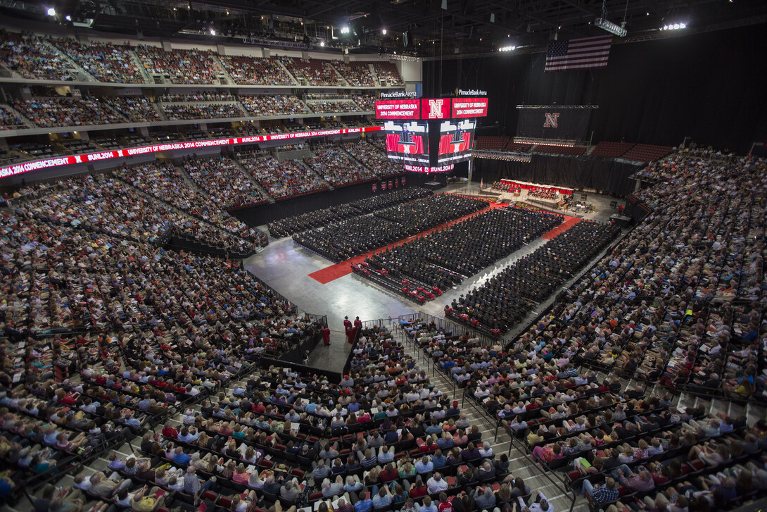 UNL's May 2014 commencement ceremonies filled Pinnacle Bank Arena.