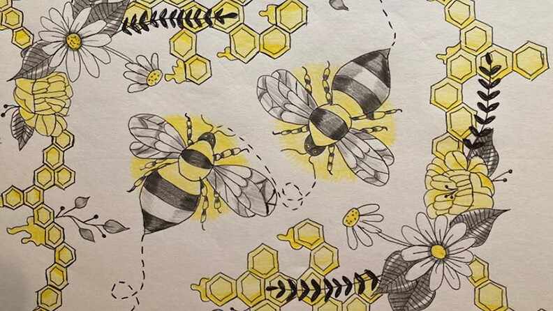 A bee drawing by Selma De Anda Gallegos.