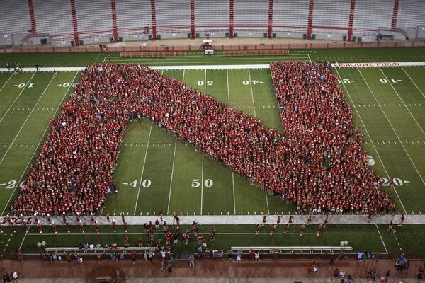 UNL's class of 2018 gathered the week before the start of fall semester at Memorial Stadium.