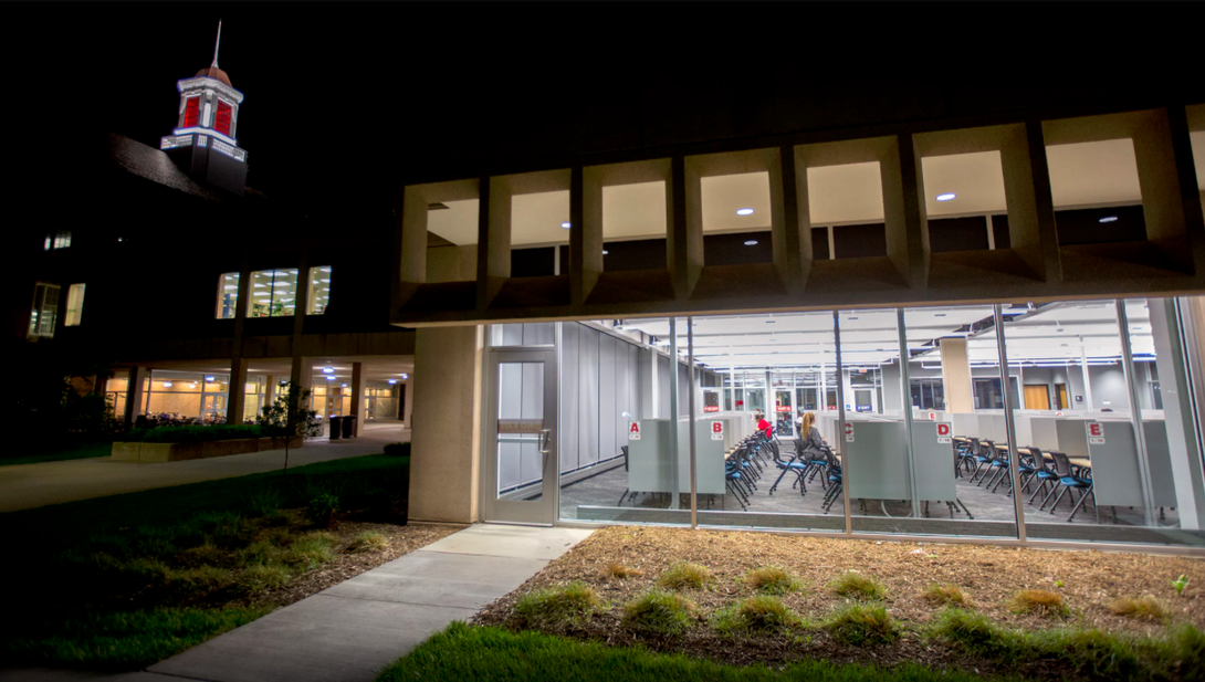 The digital learning commons at night