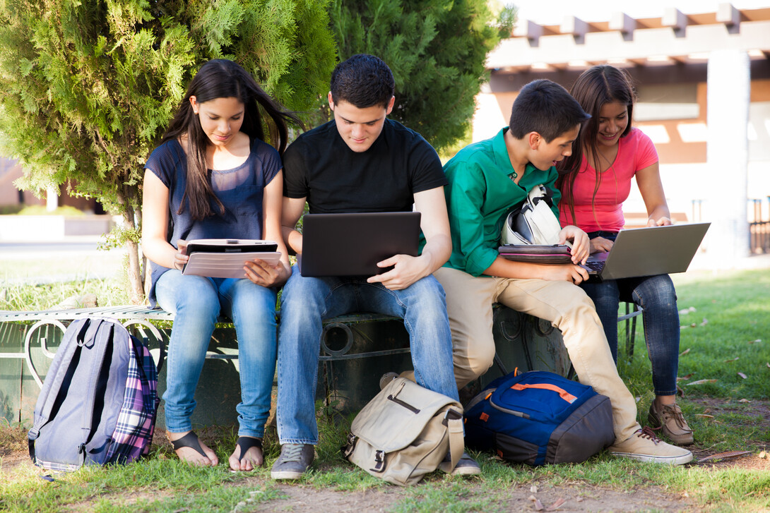 Students on devices