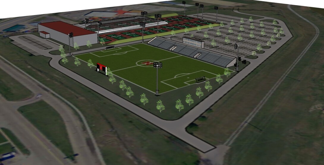 A rendering of the planned Nebraska Soccer and Tennis Complex.