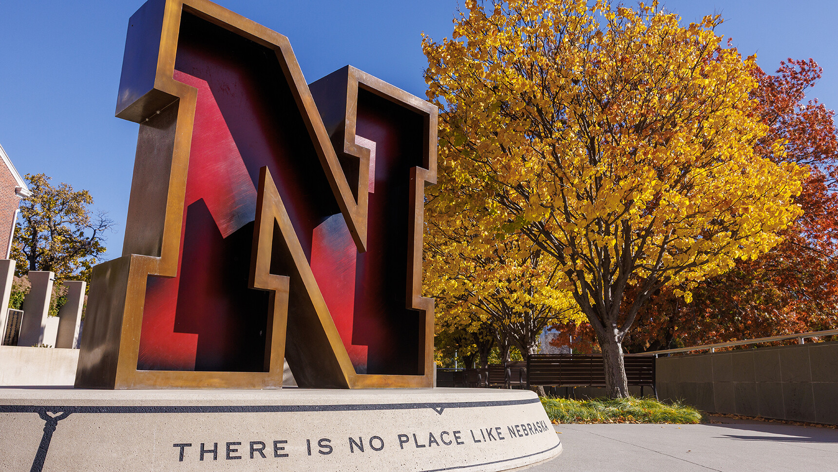 University of Nebraska–Lincoln's iconic "N" sculpture at the Wick Alumni Center.